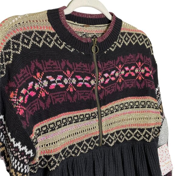 Free People Cozy Cottage Embroidered Sweater Size XS Black Balloon Sleeve New - Picture 4 of 13
